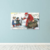 WeihnachtsgrüßeWeihnachten und Kinder Leinwanddruck (Insitu (Holzboden))