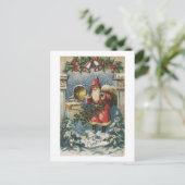 WeihnachtsgrüßeWeihnachtsmann und Plattenspieler Feiertagspostkarte (Stehend Vorderseite)