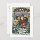 WeihnachtsgrüßeWeihnachtsmann und Plattenspieler Feiertagspostkarte (Vorne/Hinten)