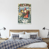 WeihnachtsgrüßeWeihnachtsmann und Plattenspieler Leinwanddruck (Insitu (Schlafzimmer))