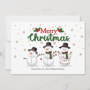 Weihnachtsgrußkarte für die Schneemannfamilie Feiertagskarte