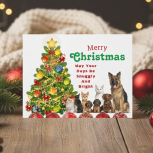 Weihnachtsgrußkarte für Tierfamilien Feiertagspostkarte