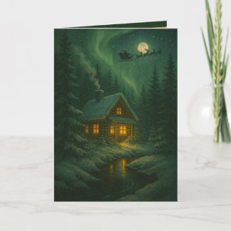 Weihnachtsgrußkarte - Hütte im Wald Karte