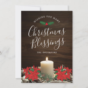 Weihnachtsgrußkarte mit Candle & Poinsettias Karte