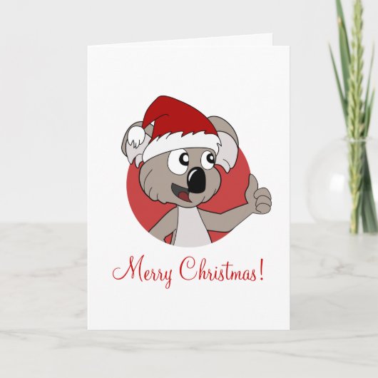 Weihnachtsgrüßkarte mit Cartoon koala Feiertagskarte (Vorderseite)