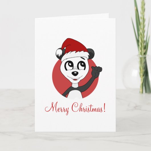 Weihnachtsgrußkarte mit Cartoon Panda Bär Feiertagskarte (Vorderseite)