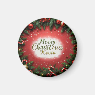 Weihnachtsgrußkarte mit Dekorationen Magnet