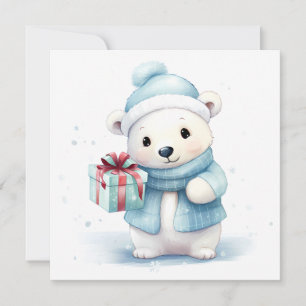 Weihnachtsgrußkarte mit Eisbär Feiertagskarte