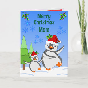 Weihnachtsgrußkarte mit gefalteten Pinguinen Karte