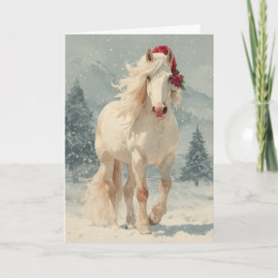  Weihnachtsgrußkarte mit Pferd  Feiertagskarte