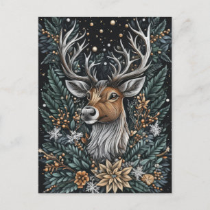 Weihnachtsgrußkarte mit Rentieren Postkarte