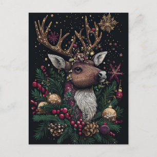 Weihnachtsgrußkarte mit Rentieren Postkarte