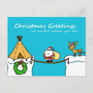 Weihnachtsgrußkarte mit Santa und Rentieren Feiertagspostkarte