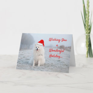 Weihnachtsgrußkarte mit weißem Hund Samojede Karte
