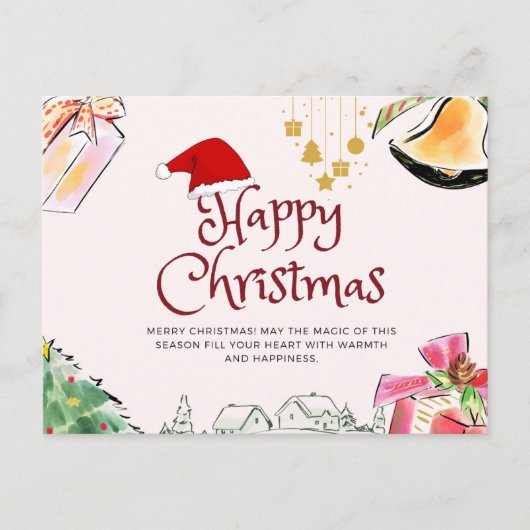 Weihnachtsgrußkarte Ornate Vintage Feiertagspostkarte (Vorderseite)