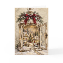 Weihnachtsgrußkarte - Vintage-Szene - V7