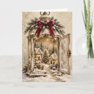 Weihnachtsgrußkarte - Vintage-Szene - V7 Karte