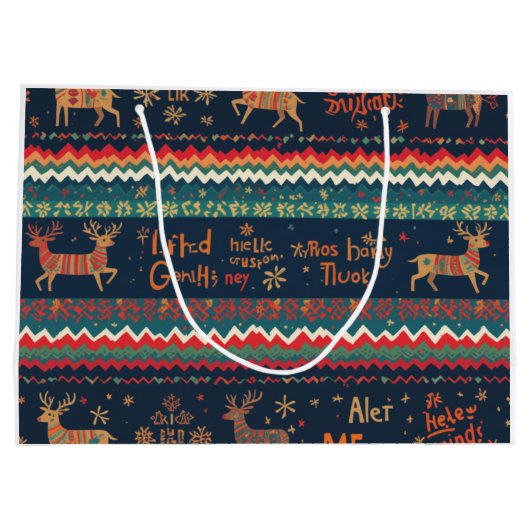 Weihnachtsgrüßmuster Große Geschenktüte (Rückseite)