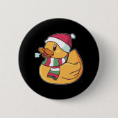 Weihnachtsgummi-Ente-Weihnachtsmannmütze Geschenk  Button (Vorderseite)