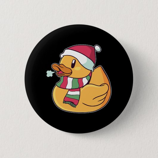 Weihnachtsgummi-Ente-Weihnachtsmannmütze Geschenk Button (Vorderseite)