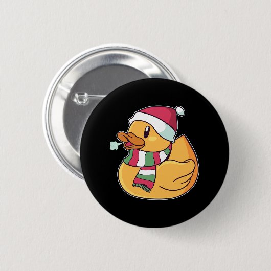 Weihnachtsgummi-Ente-Weihnachtsmannmütze Geschenk  Button (Vorne & Hinten)