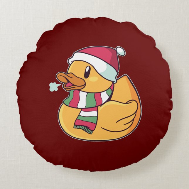 Weihnachtsgummiente Rundes Kissen (Vorderseite)