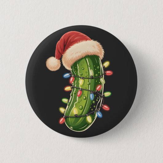 Weihnachtsgurke Gurke In Xmas Licht Gurke Button (Vorderseite)