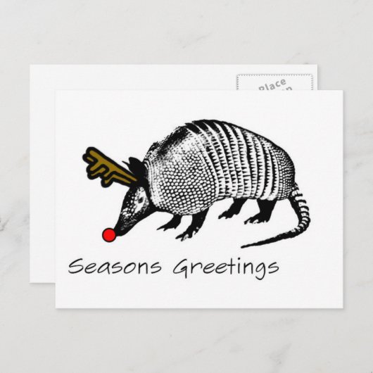 Weihnachtsgürteltier Feiertagspostkarte (Vorne/Hinten)