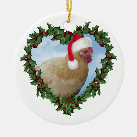 Weihnachtshähnchen * Buff Orpington Keramik Ornament (Vorne)