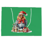 Weihnachtshähnchen in Brillen & präsentiert Grün Große Geschenktüte (Rückseite)