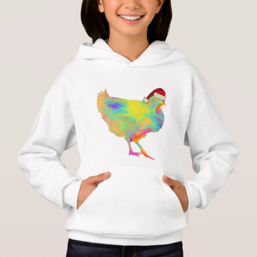 Weihnachtshähnchen in Weihnachtsmannmütze Funny Co Hoodie (Vorderseite)
