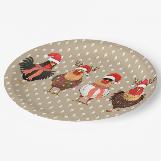 Weihnachtshähnchen mit Lights Paper-Tellern Pappteller (Schrägansicht)