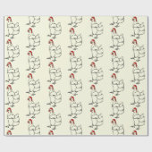 Weihnachtshähnchen mit Weihnachtsmannmütze Geschenkpapier (Flach)