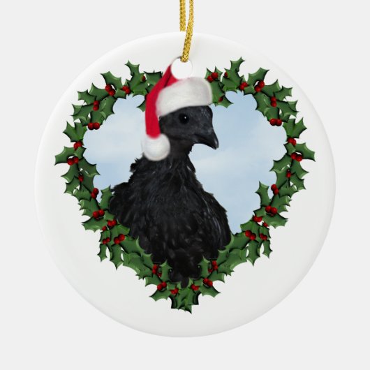 Weihnachtshähnchen * Svart Hona Keramik Ornament (Vorne)