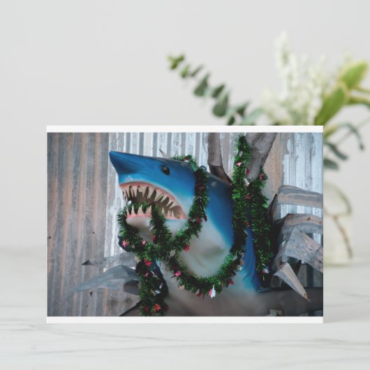 Weihnachtshai Einladung (Stehend Vorderseite)