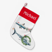 Weihnachtshai Great White Reef Personalisiert Kleiner Weihnachtsstrumpf (Vorderansicht (hängend))