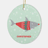 Weihnachtshai Keramik Ornament (Links)