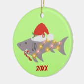 Weihnachtshai mit Lichtern und Candycane Keramik Ornament (Links)