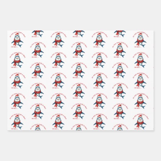 Weihnachtshai - Nicht öffnen Geschenkpapier Set (Vorderseite)