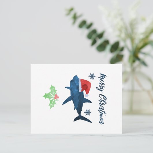 Weihnachtshai Postkarte (Stehend Vorderseite)