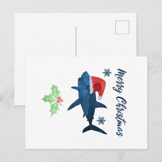 Weihnachtshai Postkarte (Vorne/Hinten)
