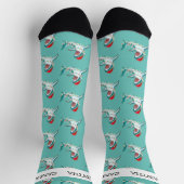 Weihnachtshai Santa Jaws Personalisierter Name Socken (Oben)