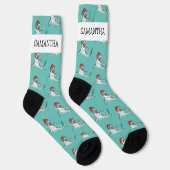 Weihnachtshai Santa Jaws Personalisierter Name Socken (Rechts)