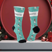 Weihnachtshai Santa Jaws Personalisierter Name Socken