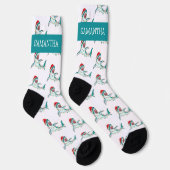 Weihnachtshai Santa Jaws Personalisierter Name Socken (Rechts)