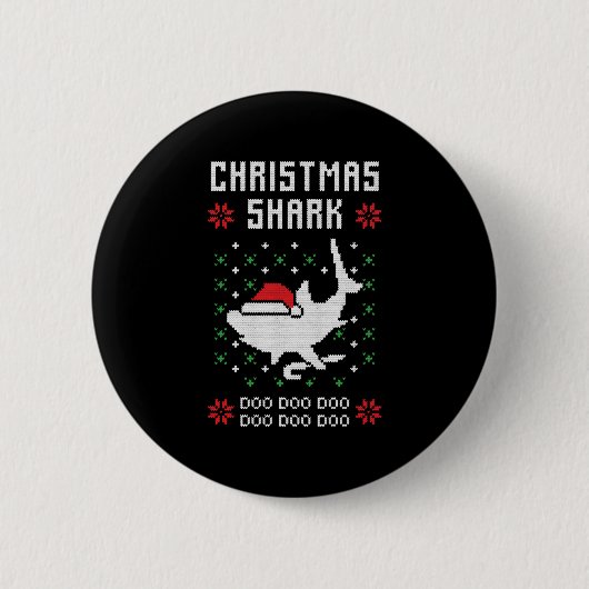 Weihnachtshai Ugly Weihnachten Button (Vorderseite)