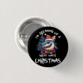Weihnachtshai Weihnachtsmannmütze Xmas Santa Jaws Button (Vorne & Hinten)