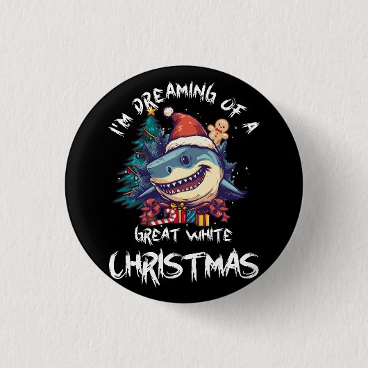 Weihnachtshai Weihnachtsmannmütze Xmas Santa Jaws Button (Vorderseite)