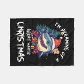 Weihnachtshai Weihnachtsmannmütze Xmas Santa Jaws Fleecedecke (Vorderseite (Horizontal))