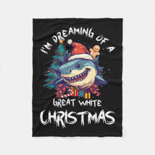 Weihnachtshai Weihnachtsmannmütze Xmas Santa Jaws Fleecedecke
